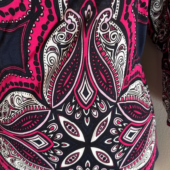 NWOT Inc International Concepts blouse xs paisley blue white pink magenta - Picture 4 of 10